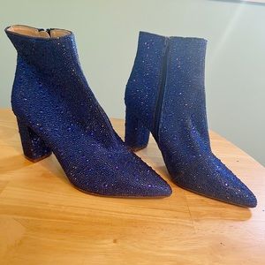 Betsey Johnson sz 9 Cady Blue Rhinestone Boots